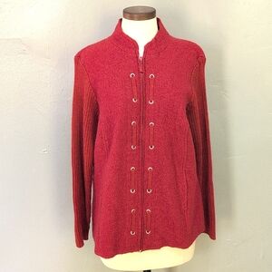 Vintage Burnt orange wool zip-up jacket w pockets. Susan Bristol. 1X